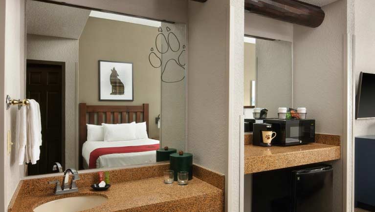 The kitchen area in the Family Suite
